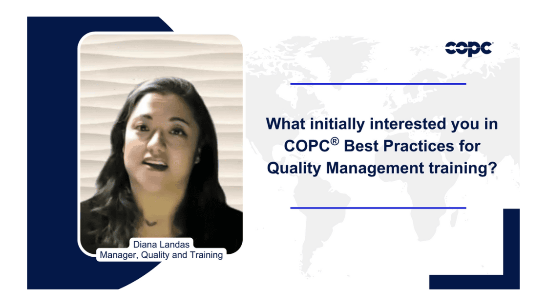 COPC® Best Practices for Quality Management Training Testimonial